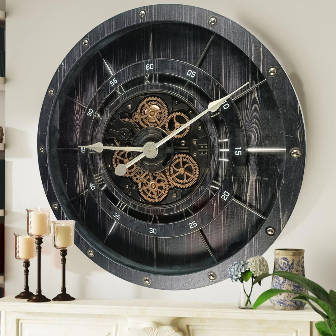 THE GEARS CLOCK Wall Clock with Real Moving Gears FR-LI_ 32 in Round